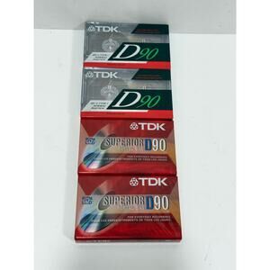New Lot Of 4 TDK D90 Blank‎ Audio Cassette Tapes Low Noise High Output Type